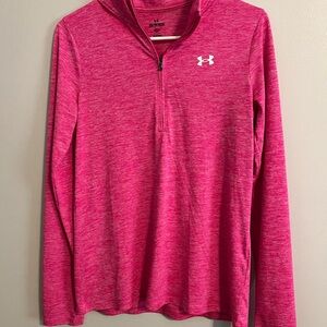 Under Armour Hot Pink Heathered Quarter-Zip Pullover